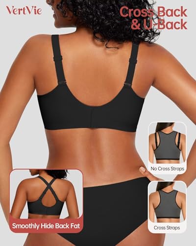 Vertvie Deep V Bras for Women No Underwire Push Up Wireless Bra Comfort Seamless Supportive Bra Racerback Soft Sleep Bralette - Image 4
