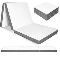 Trifold Mattress, Small Size, 3 inch, Tri-Folding Floor Bed Washable Cover, Portable Foldable Mattress Small Whole Sponge, Camping, Fold Up Guest Bed, RV Travel, Sleepovers, 75\"×25\"