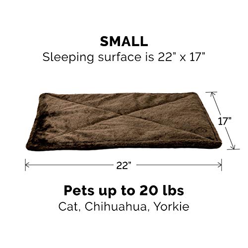 Furhaven Small Cat Bed Thermanap Quilted Faux Fur Self-Warming Pad, Washable - Espresso, Small #TOP1