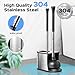 HAMITOR Toilet Plunger and Brush Set: 2 in 1 Stainless Steel Rustproof Combo with Deep Cleaning Curved Bristles - Heavy Duty Toilet Unclogging for Family Bathroom - Compact Apartment Accessories