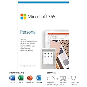 Microsoft 365 Personal | Office 365 Apps | 1 Benutzer | 1 Jahr Abonnement | PC/Mac, Tablet und Telefon | Mehrsprachig | Box