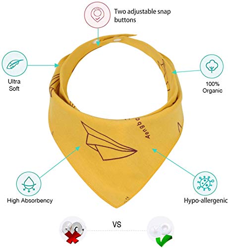 Viedouce slabbetjes bandana slabbetje met 2 verstelbare knopen, 100% biologisch katoen, zacht en absorberend… - Image 3