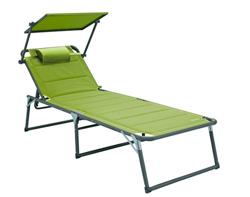 Meerweh Mar WEH Aluminio Tumbona de jardín XXL con Techo, Tumbona Acolchada, con Quick Dry Foam, Verde, 200 x 70 x 37.5 cm, 74056