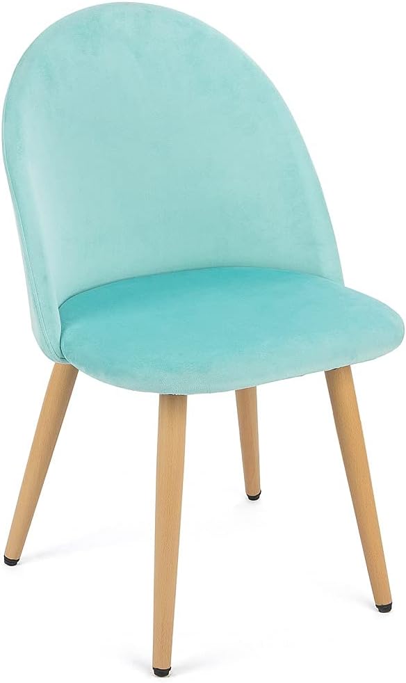 3327 Set of 2 Soft Velvet Modern Simple Fashion Chairs Dining Living Room coffeechairs (Lake Blue)