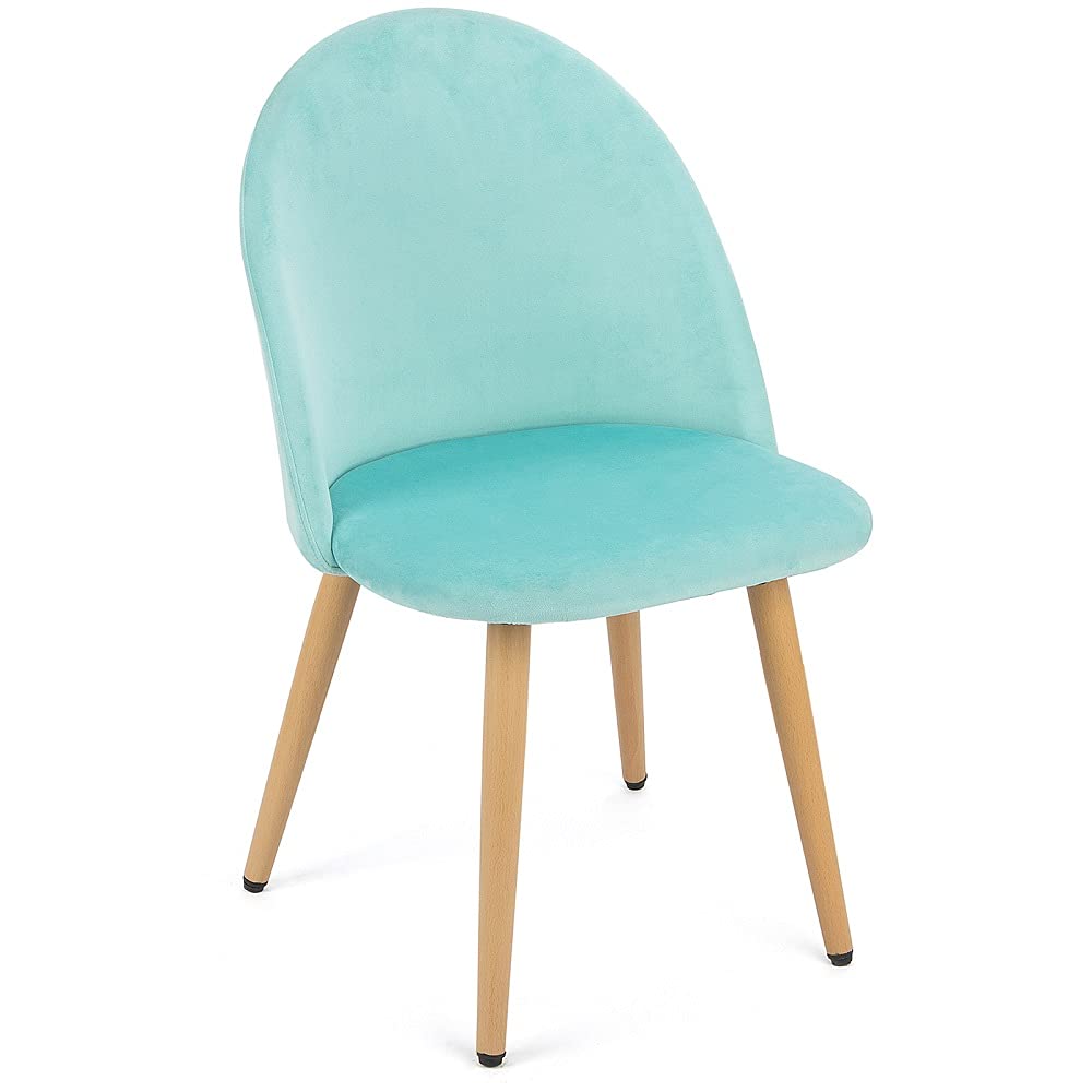 3327 Set of 2 Soft Velvet Modern Simple Fashion Chairs Dining Living Room coffeechairs (Lake Blue)