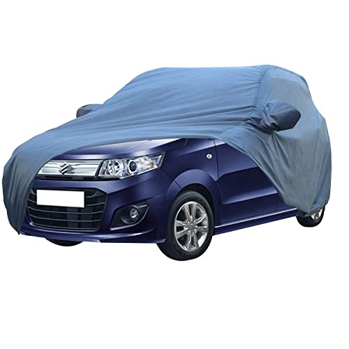 Image of Allextreme MW5001 Car Body Cover Compatible with Maruti Suzuki New Wagon R Custom Fit Dustproof UV Heat Resistant Indoor Outdoor Body Protection (Blue with Mirror)