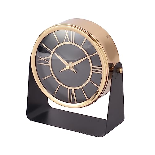 Image of Decor de Maison Brings Handcrafted Mitsuki Luxury Table Clock for KidsRoom, Living Room, Bedroom, Study Table| Classic Non-Ticking Tabletop Battery Operated Analog Desk Clock Gold (14x7x14cm)