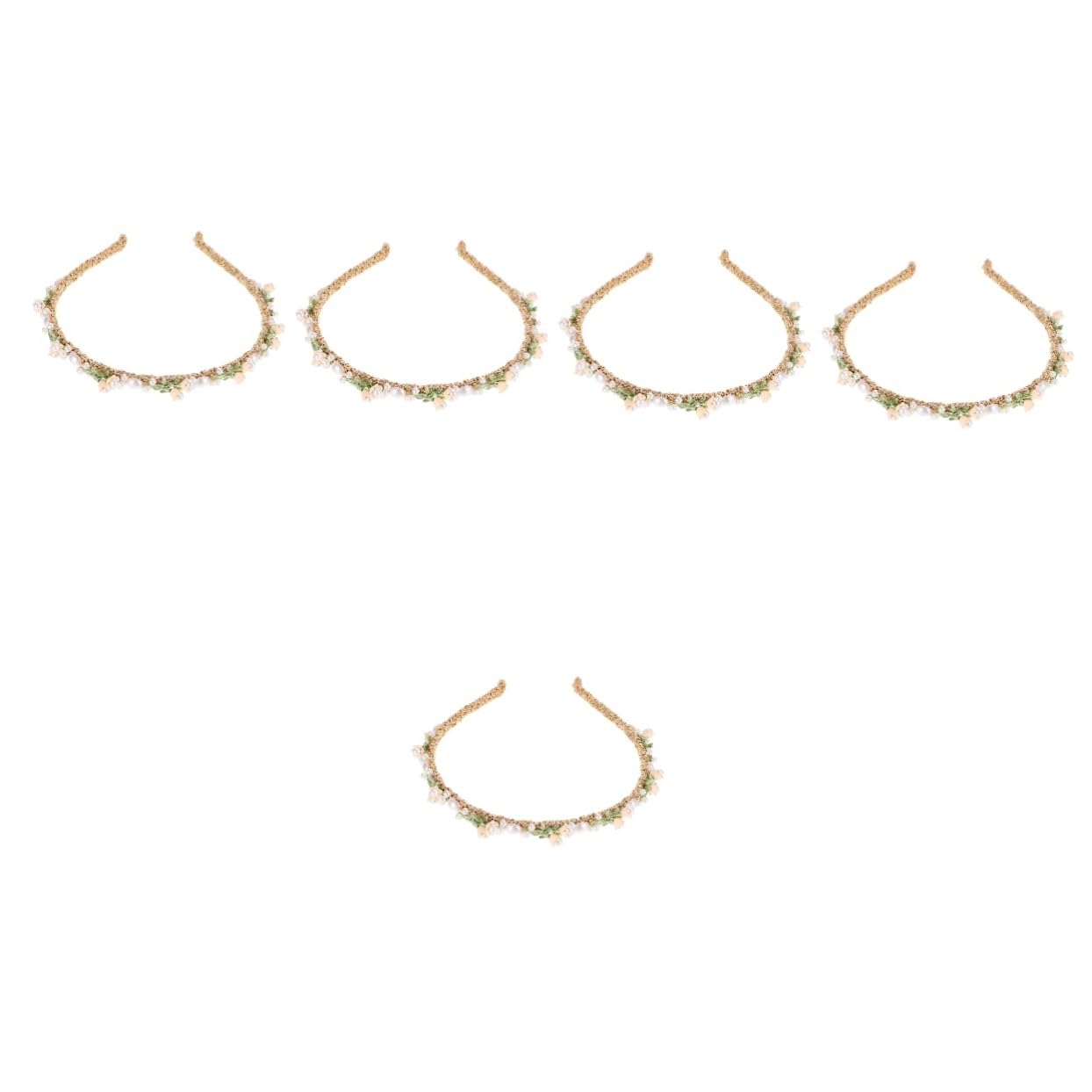 FRCOLOR 5pezzi Cerchietto Floreale Perle Per Sposa Accessorio Elegante Per Matrimonio Compleanno e Cerimonie Speciali Adatto Tutte Le Design Unico e Decorativo