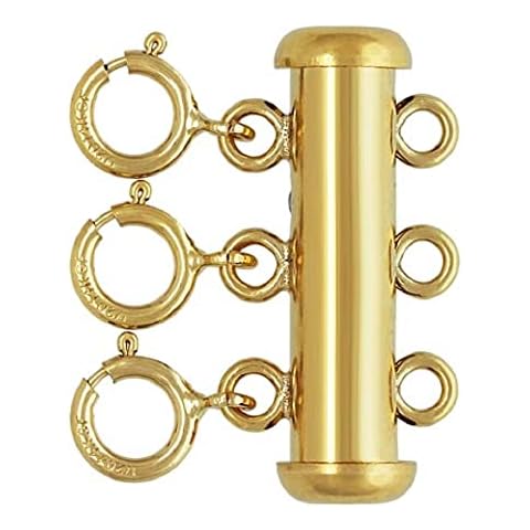 14K Gold Filled Layered Detangler Clasp 3-Strand, Layering Necklace Clasps, Detangler Layering Tube Clasp, Bar Clasp 1/20 14K Cover