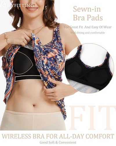 Image of ANYFITTING Built in Bra Summer Dresses for Women 2025 Casual Short Dress with Pockets Mini Floral Sundresses