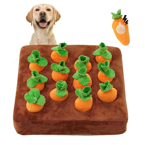 PETMAX Pet Snuffle Mat for Dogs, Stuffed Carrot Plush Feeding Snu...