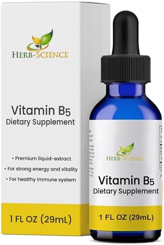 Liquid Vitamin B5 Drops, Pantothenic Acid Supplement, Alcohol Fre...