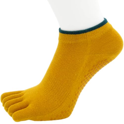 ANATMAN ヨガソックス 5本指 滑り止め ヨガ ソックス レディース 靴下 ヨガウェア ホット ヨガ 靴下 五本指靴下 くつ下 ピラティス トレーニング ストレッチ (マスタード)