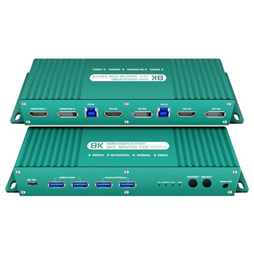 Kvm Switch 2 Monitors 2 Computers Displayport and hdmi 4K