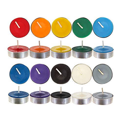 Mega Candles 100 Pcs Unscented Assorted Colors Tea Lights Candle, Great For Casting Chimes, Chakra, Rituals, Spells, Vigil, Witchcraft, Wiccan Supplies, Vibrant Fun Colors #TOP2