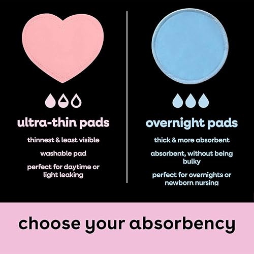 Bamboobies Ultra-Soft Velour Nursing Pads – Reusable, Washable & Leak-Proof – 2 Ultra-Thin and 2 Overnight Pads for Breastfeeding