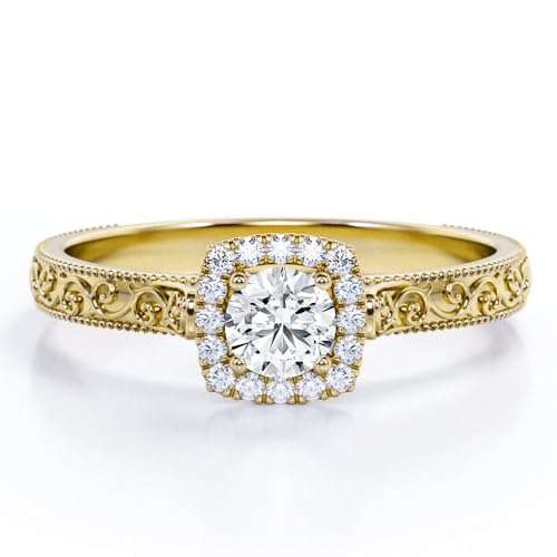 Aihpos 1ct 1.5ct 2ct Round Engagement Ring - Round Cut Moissanite Ring White Yellow Rose 10K 14K 18K Gold 925 Sterling Silver Anniversary Proposal Ring4