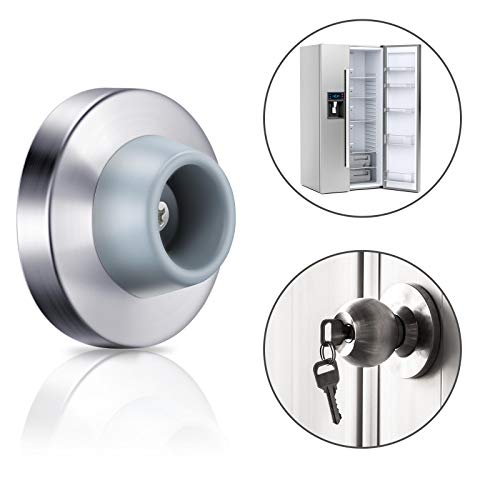Concave Door Stopper Wall Door Bumper Stainless Steel Wall Protector Door Stops Wall Mount Flush Bumper With Grey Rubber Concave Door Knob Stopper (Silver,2 Pieces) #TOP5