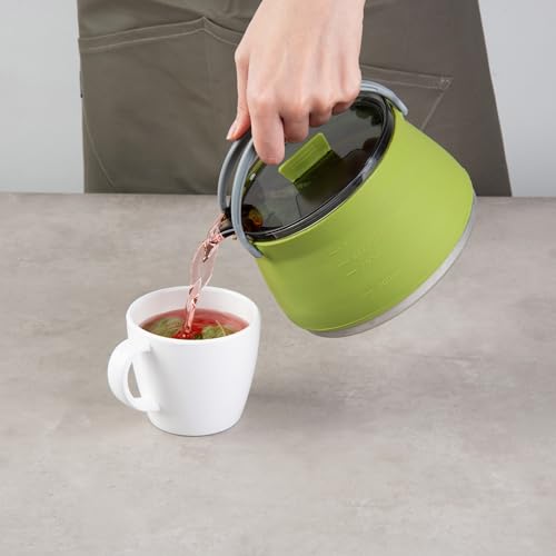 Image of Restaurantware-Hi Tek 1 Liter Collapsible Camping Kettle, 20 Portable Cook Pots - With Perforated Lid, Stainless Steel Bottom, Silicone Camping Coffee Pots, With High Heat Nylon Handles, For Travel