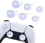 DLseego 6PCS Thumb Grips Caps for Xbox One X S PS5 PS4 PlayStation DualSense Switch Pro Wireless Controller Steam Deck, Soft Silicone Fluorescence Glow Luminous Button Joystick Cover Cat Paw, Purple