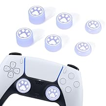 DLseego 6PCS Thumb Grips Caps for Xbox One X S PS5 PS4 PlayStation DualSense Switch Pro Wireless Controller Steam Deck, Soft Silicone Fluorescence Glow Luminous Button Joystick Cover Cat Paw, Purple