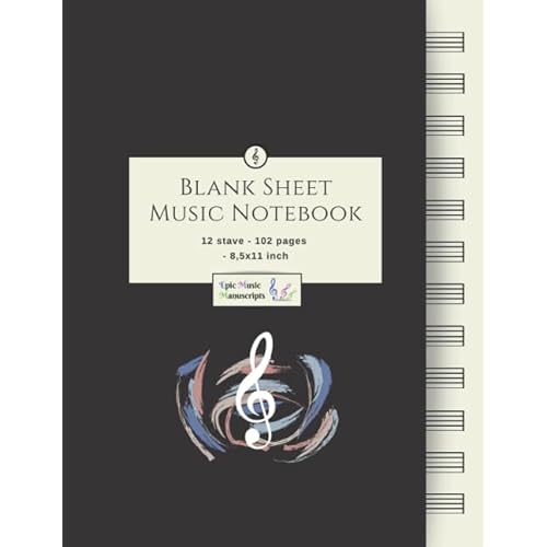 Blank Sheet Music Notebook: Music Manuscript Paper / White Marble Blank Sheet Music / Notebook for Musicians / Staff Paper / Composition Books Gifts … * Large * 12 Stave * 102 pages * Paperback – July 14, 2019