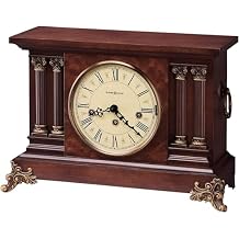 Howard Miller Circa Mantel Clock - Vintage Wooden Tabletop Decor, Key-Wound Movement, Westminster Chime Shelf Clock, Analog Desk Timepiece for Living Room, Classic Fireplace Accent, Home Decoration