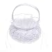 Kloud City 5 Inch White Embroidered Petal Wedding Flower Girl Basket With Satin Rose Bowknot Ceremony Party Decoration