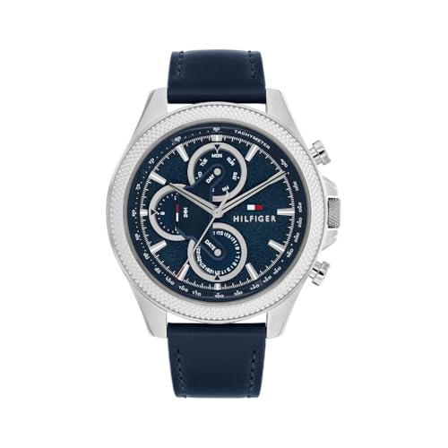 Image of Tommy Hilfiger Quartz Analog with Blue Dial Blue Leather Strap Watch for Men - TH1792165