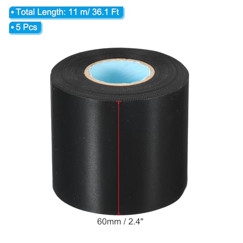Image of PATIKIL 2.4 inch x36.1ft Pipe Wrapping Tape, 5 Pack PVC Duct Tape Pipes Insulation Air Conditioner Tube Wrap Waterproof Non Adhesive for HVAC Electrical Black