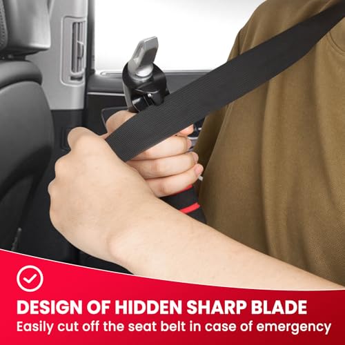 Image of KOUNATSURI Car Handle Assist for Elderly Car Door Handle Multifunction Handle Car Door Latch Handle for Seniors and Handicapped(Red, Handle with Two Straps)