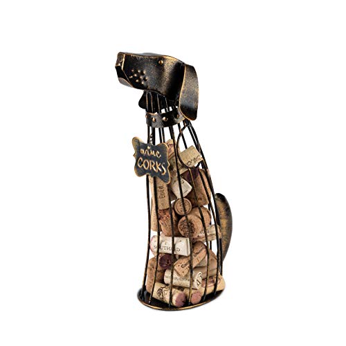 True Dog Wine Cork Holder Decorative in Metal with Bronze Finish, Corks Display Holders, Home Bar Accessories, Kitchen and Dining Room Decor, Set of 1