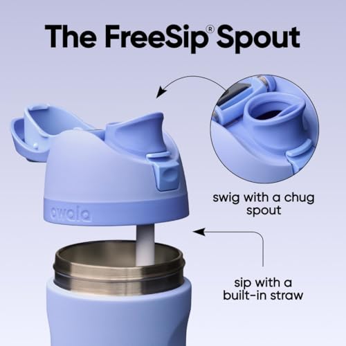 Image of Owala FreeSip Insulated Stainless Steel Water Bottle with Straw, BPA-Free Sports Water Bottle, Great for Travel, 16 Oz, Out of the Blue