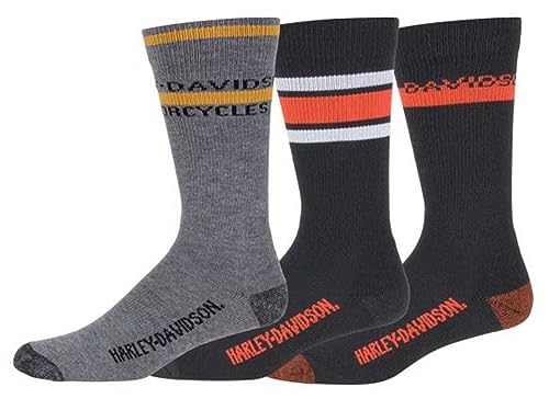 Harley-Davidson Men's 3-Pairs Moisture Wicking Boxed Riding Socks - Gray/Black