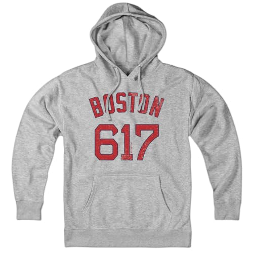 Chowdaheadz Boston 617 Baseball Hoodie – Unisex Pullover Sweatshirt Soft Cotton Blend