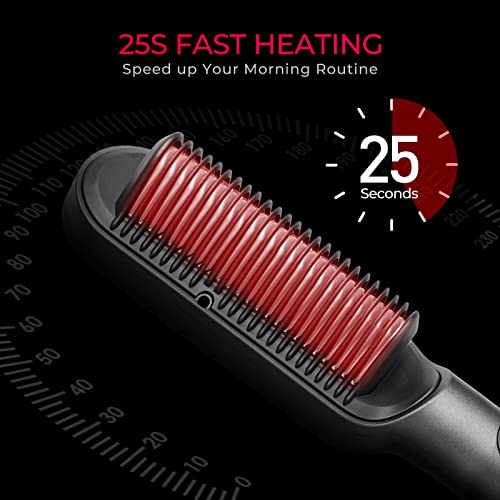 Tymo Ring Plus Ionic Hair Straightener Brush - Hair Straightening Comb With Nano Titanium Coating For Even Heat, 9 Temp Settings & Led Display, Professional Hair Styling Tools, Gifts For Women #TOP3
