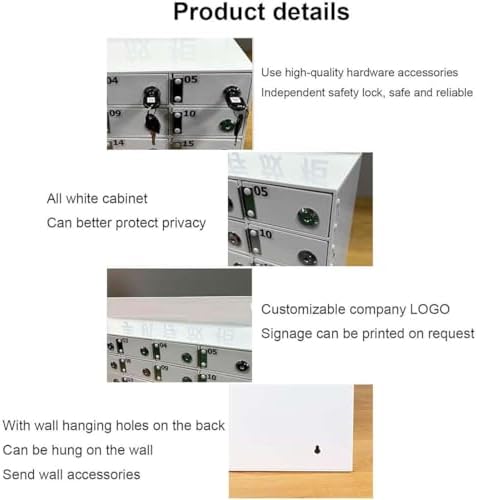 Wall Mounted Cell Phone Storage Locker Box with Door Locks & Keys, Classroom Pocket Storage Solution for Secure Device Organization