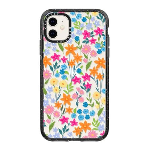 CASETiFY Impact Case for iPhone 11 - Bright Spring Flowers - Daisy Floral Pattern - Clear Black