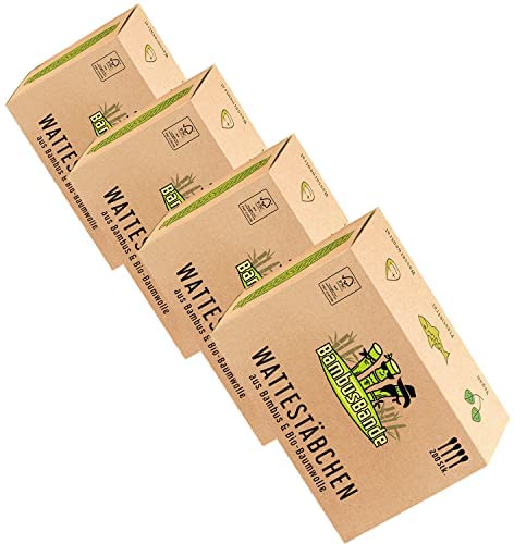 BambusBande - Wattestäbchen aus Bambus & Bio Baumwolle, 800 Stück, Nachhaltige Alternative zu Holz, Plastik & Papier, 100% biologisch abbaubar, Umweltfreundliche Ohrenstäbchen Cover