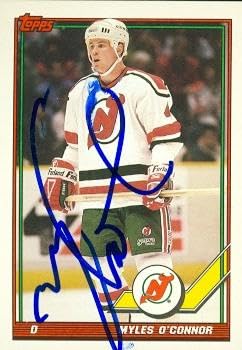 Myles O Connor Autographed Hockey Card New Jersey Devils 1991 Topps No. 59