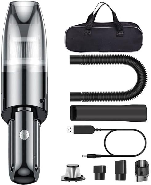 TAWZIX Cordless Vacuum Cleaner Mini Portable Handheld Car Seat Hoover 9000Pa Powerful Suction Hand Vac Wet Dry Rechargeable Lightweight Home Office Keyboard Carpet Dog Hair Cleaning USB Charging