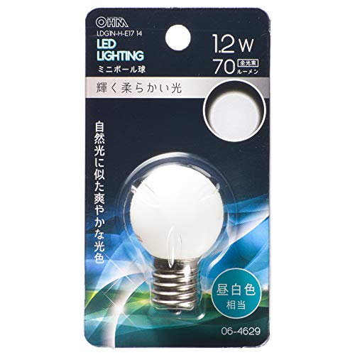 オーム電機 LED電球 ミニボール球 E17 昼白色 LDG1N-H-E17 14 06-4629 OHM