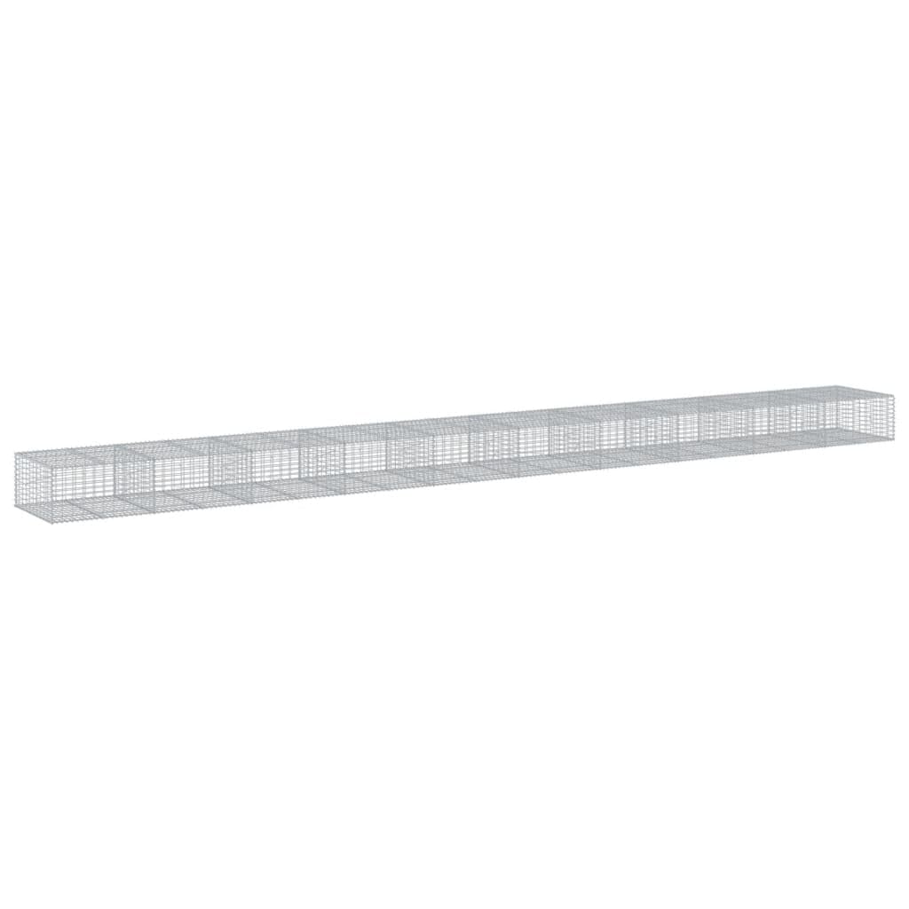 Gavión con tapa, 1000 x 100 x 50 cm, cesta de piedra | Cesta de alambre galvanizado resistente para jardín, ideal como protección visual o borde de parterres sin piedras.