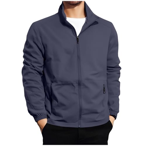 Mens Light Jacket Windbreaker Spring Fall Lightweight Coat Casual Full-Zip Bomber Jacket Relaxed Fit with Zip Pocket