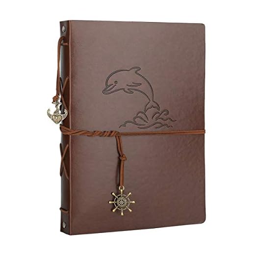 AIOR Fotoalbum scrapbook, vintage läder skrapbok med 60 svarta sidor, gör-det-själv självhäftande minnesgästbok, födelsedag för mamma pappa, bröllopsdag present för män kvinnor, delfin
