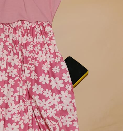 Mommy and Me Family Outfits,Sleeveless Casual Floral Dress with Pockets for Motner's Day4