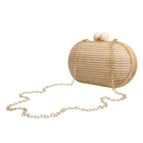 Image of UMREN Straw Clutch Handbags Women Beach Crossbody Hand-woven Summer Purse Wallet Top handle Evening Bag for Wedding Party