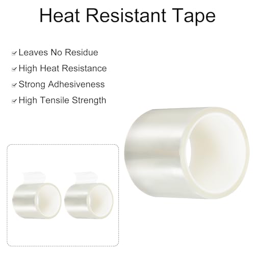 Image of uxcell Clear Heat Tape, 2 Rolls 100mmx33m 108ft High Temperature Heat Resistant Tape for Sublimation,Heat Vinyl Press,Heat Transfer, Circuit Board, No Residue