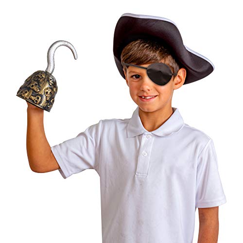 Skeleteen Pirate Captain Gold Hook - Toy Pirates Costume Accessories Plastic Sleeve Dress Up Prop for Adults and Kids