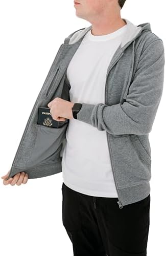Clever Travel Anti-Pickpocket Zip Up Travel Hoodie Sweatshirt wit...